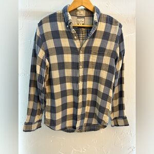 J. Crew Re-Imagined Flannel Blue Slim Long Sleeve Button-up Size M